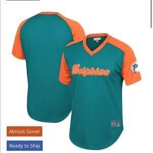Mitchell and Ness mesh v neck Miami dolphins shirt